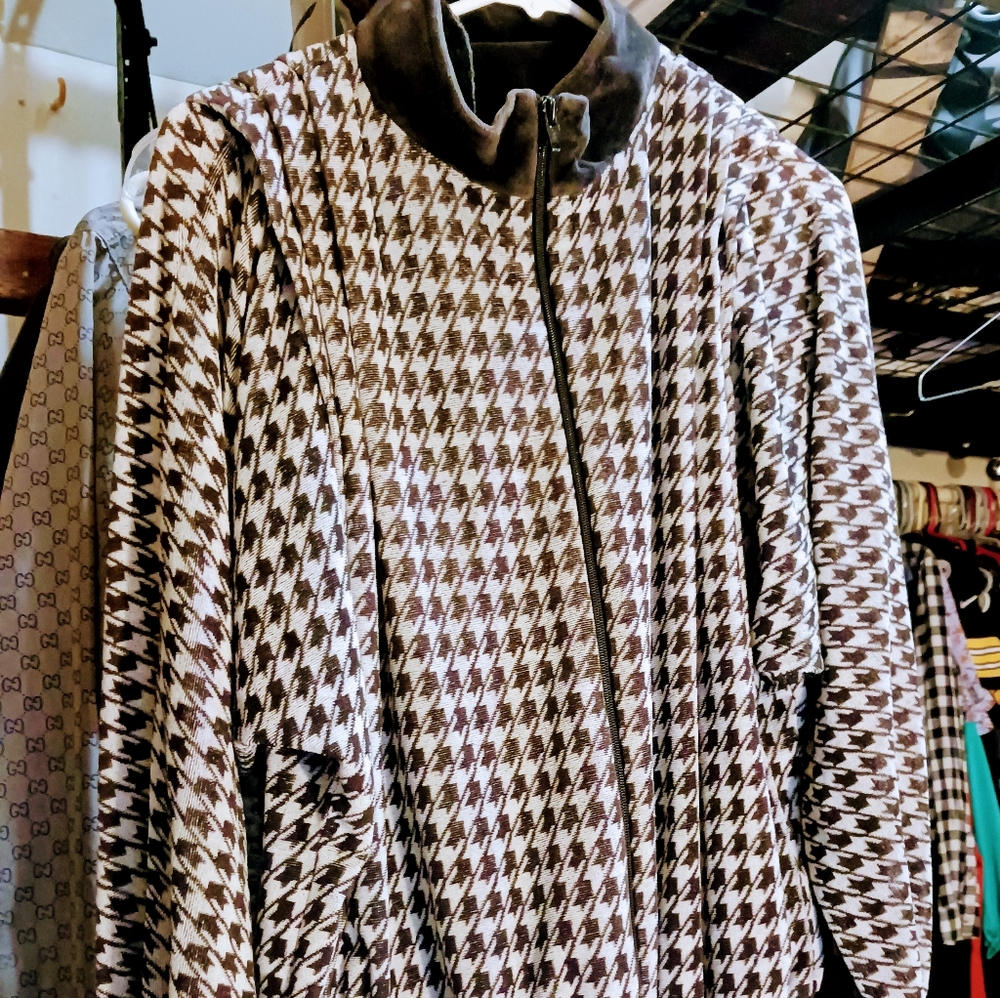 Ultrasport Limited Velour Houndstooth Bomber Jacket - Picture 2 of 2